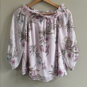 White House Black Market pink floral off shoulder top size XS